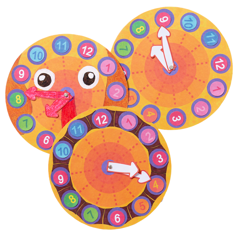 儿童时钟认知手工钟表diy制作材料包幼儿园创意粘贴画美劳教具