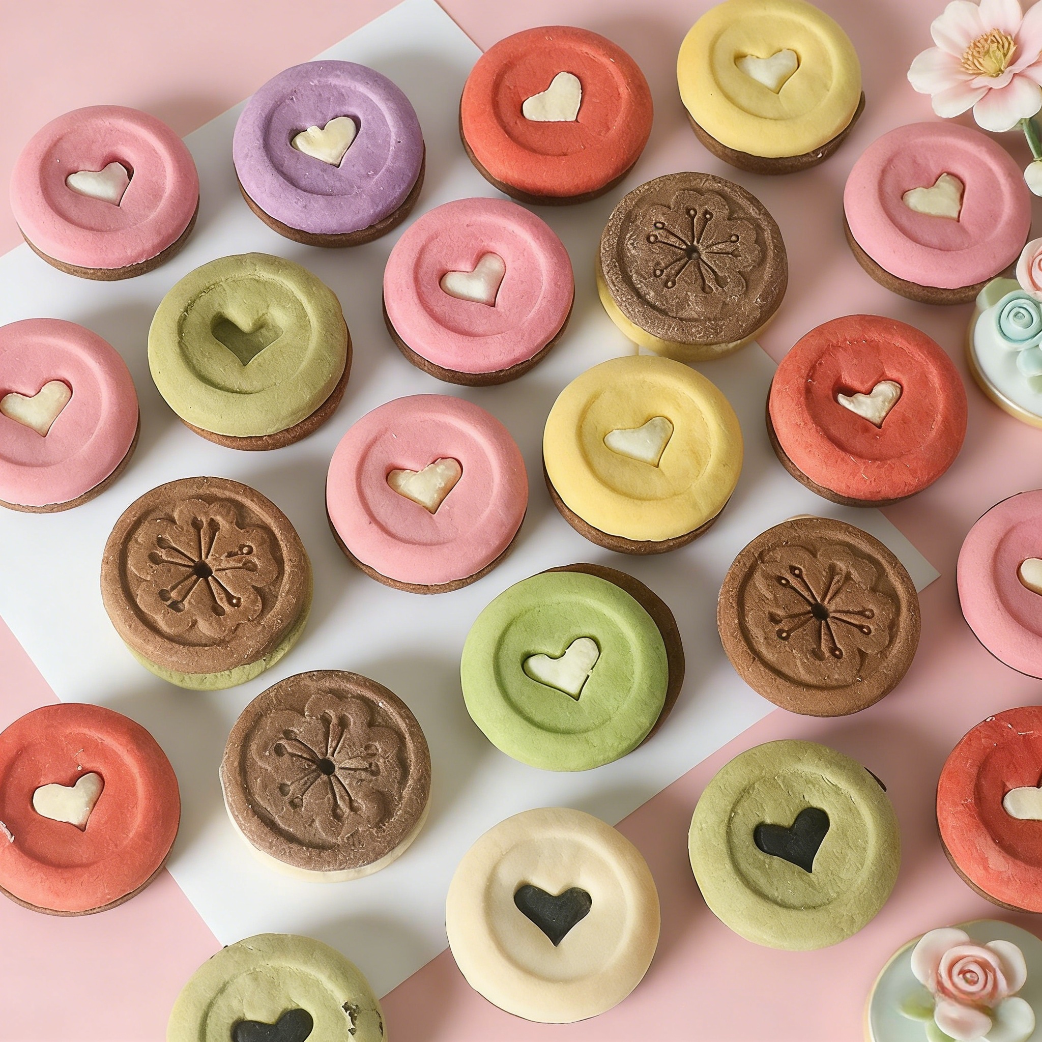 网红森系彩色混款组合巧客芳饼干蛋糕装饰摆件生日甜品烘焙点缀