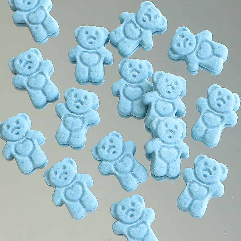 新款蓝色海盐味爱心可爱卡通小熊饼干儿童生日纸杯甜品蛋糕点缀