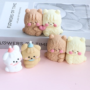 情人节情侣爱心软胶小熊一对蛋糕装饰生日惊喜可爱派对小狗摆件