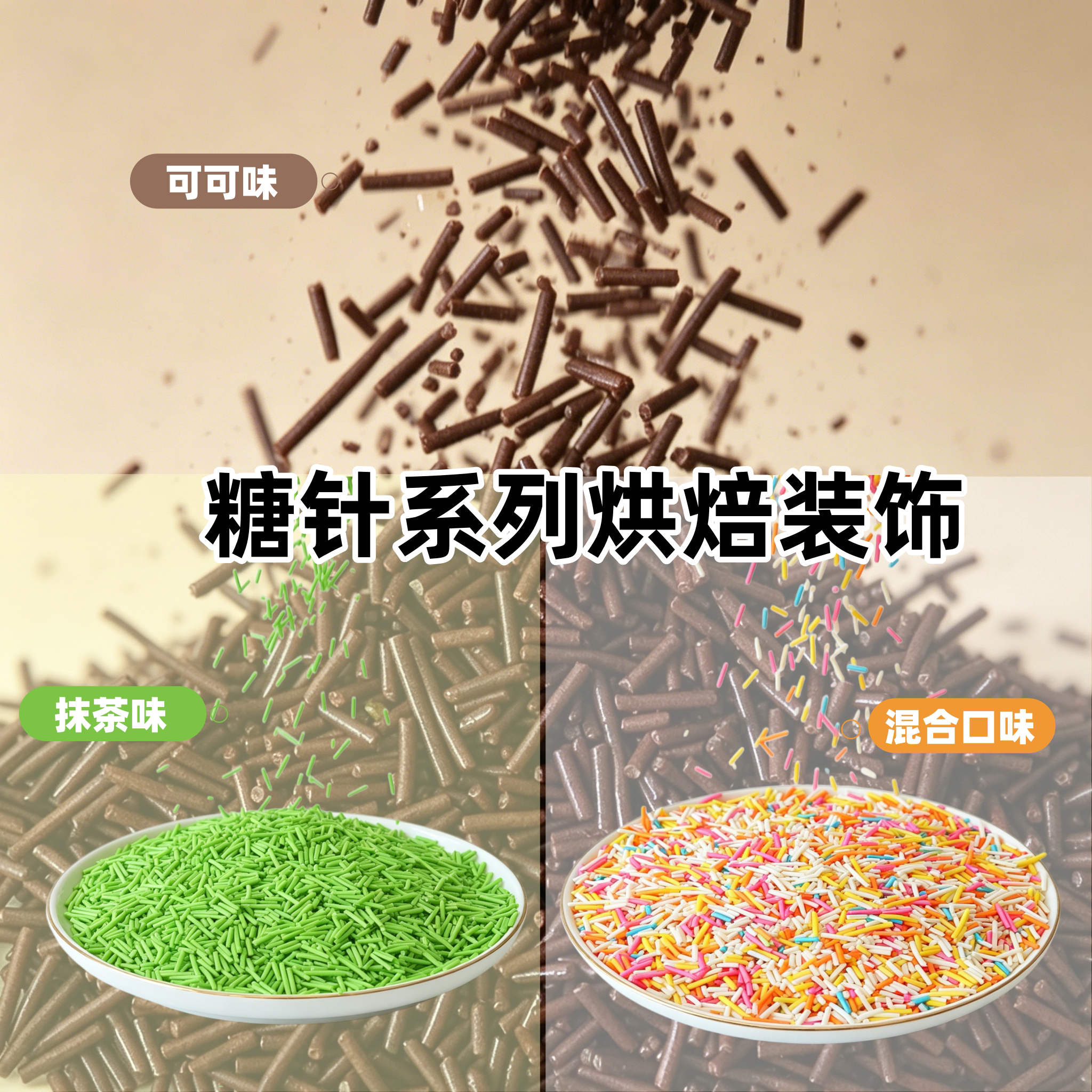 彩色马卡龙混合味糖针甜甜圈点缀