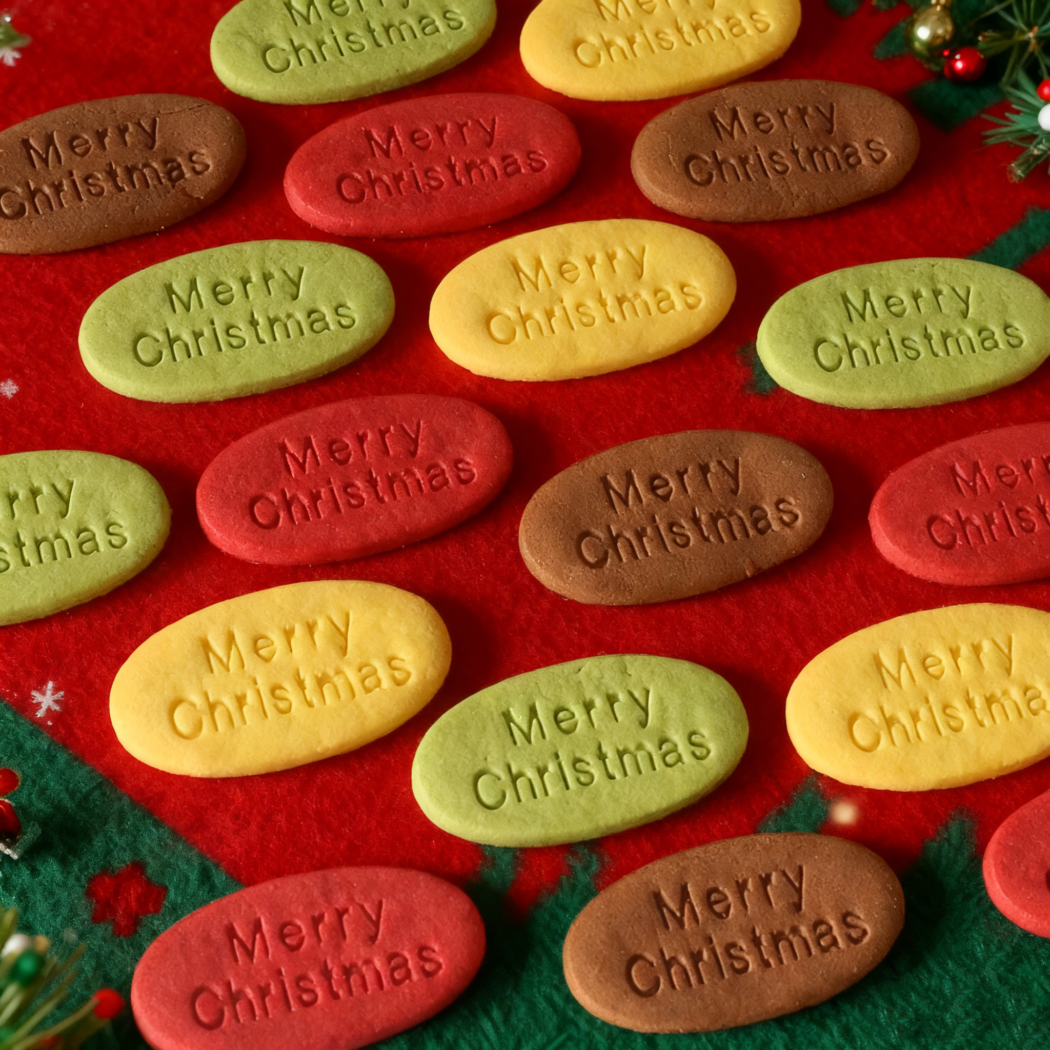 圣诞Merry Christmas椭圆形多口味插牌饼干圣诞蛋糕装饰甜品插件