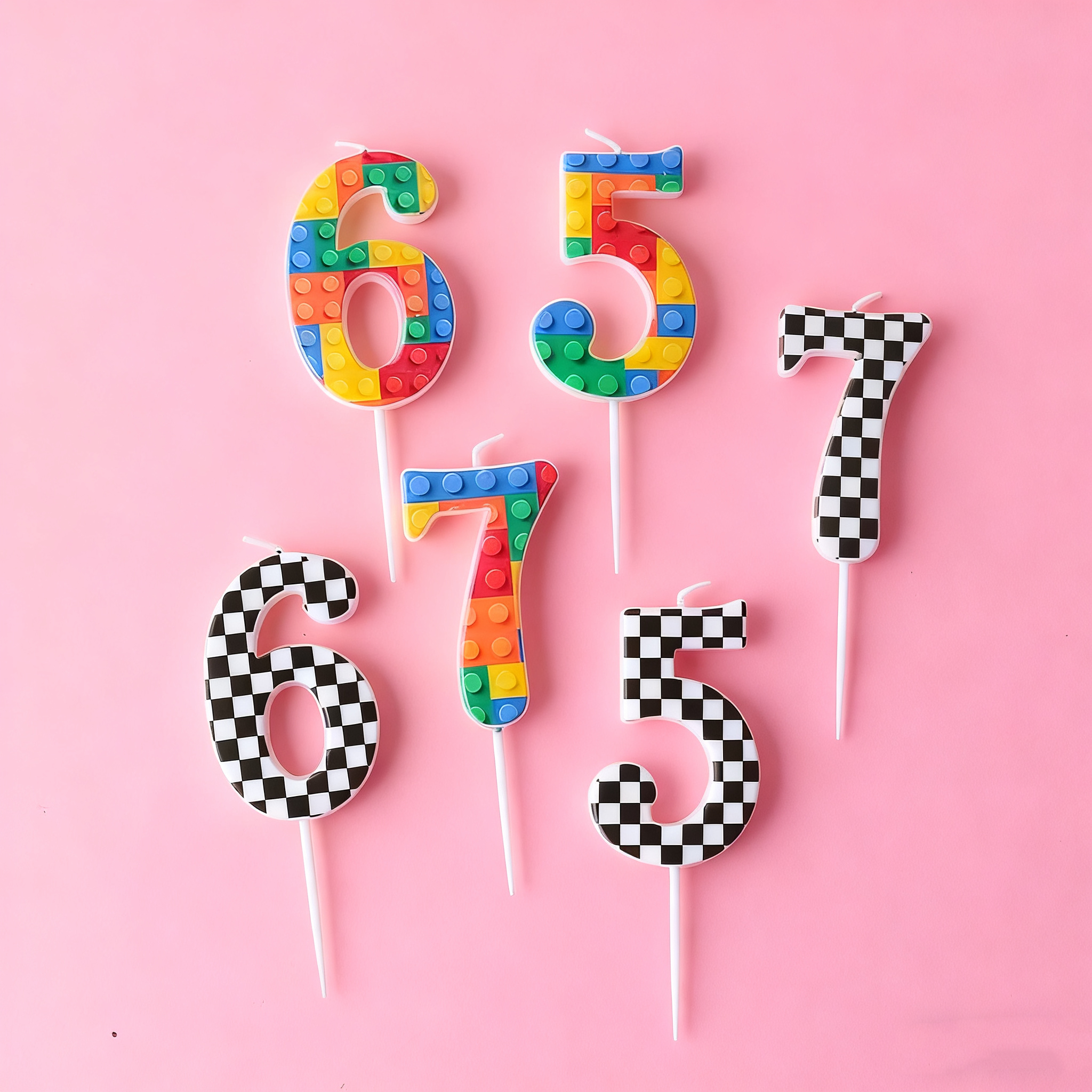 积木数字蜡烛黑白格子蜡烛插件