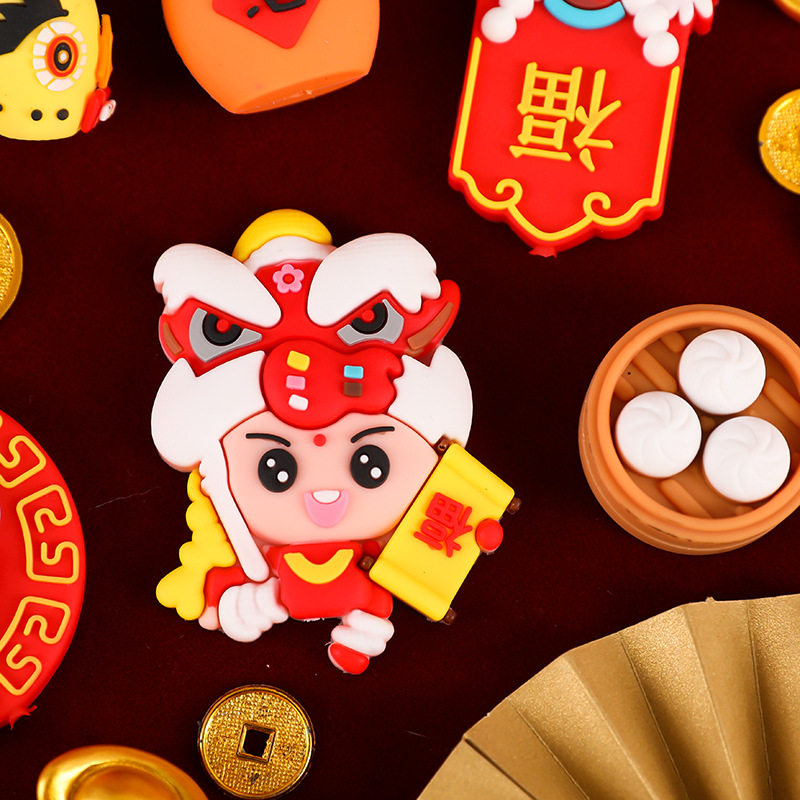 中式传统年味糖葫芦插件新年醒狮娃娃到福包子灯笼节日蛋糕装饰