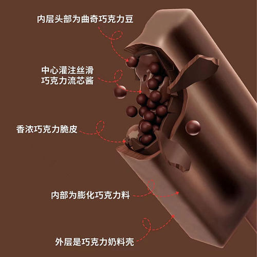 宏宝莱磨巧巧克力夹心爆珠流心冰淇淋雪糕冷饮冰激凌75g/支