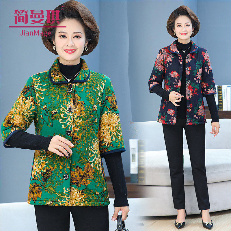 2021冬中老年女装马甲短袖秋冬中年妈妈装棉马夹外套冬装棉衣背心