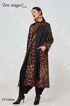 风衣女2021年新款秋冬装欧美大码女装复古系带气质豹纹中长款外套