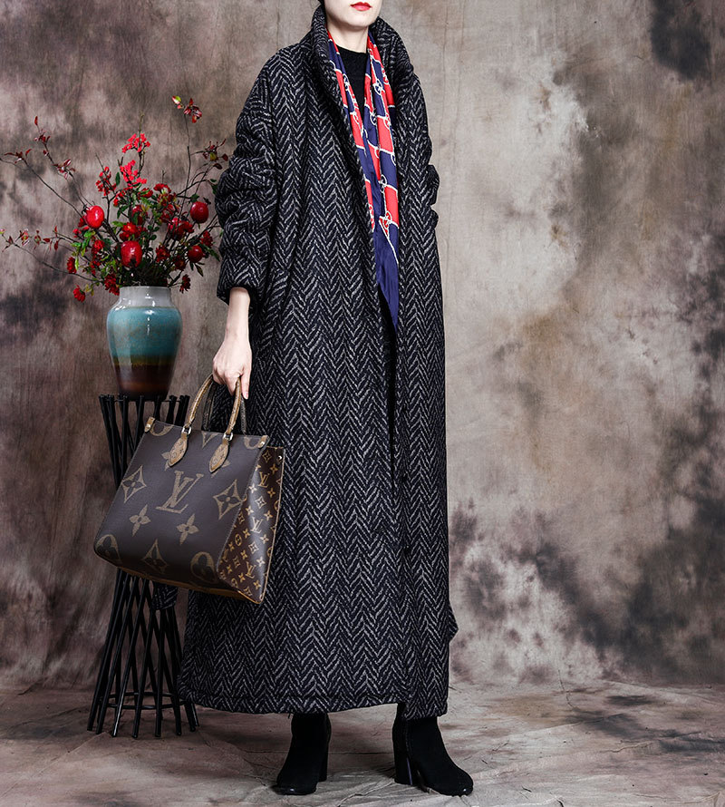 中老年大码复古格纹系腰带外套