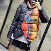 复古盘扣中国风短款 民族风羽绒服女2020冬季 不规则大码 轻薄白鸭绒