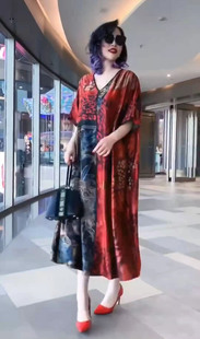 娜娜家2023春夏新款大码女装原创个性宽松时尚复古连衣裙临时链接
