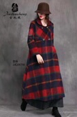 英伦格子大衣羊毛呢外套女长款 金兆成2020秋冬新大码 女装 过膝加厚