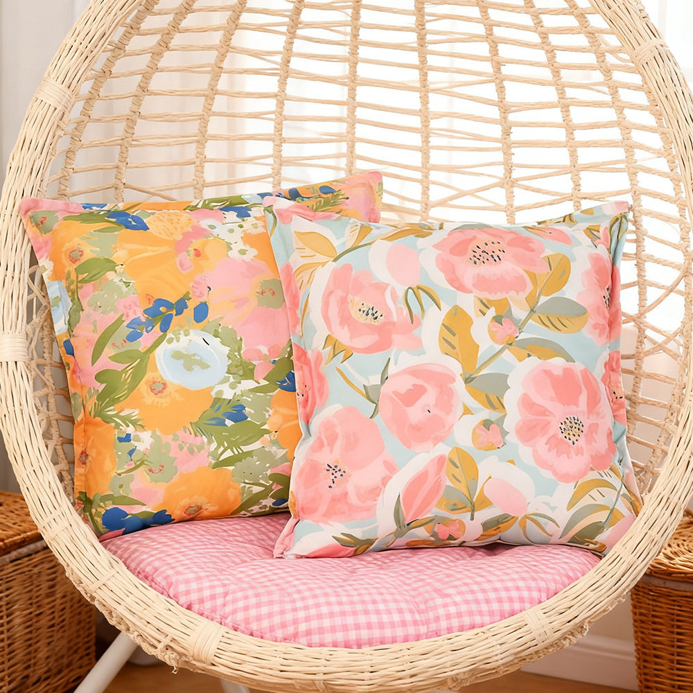 沙发抱枕北欧ins花卉印花三压边抱枕套 美式田园客厅沙发卧室,居家布艺,抱枕被,淘宝优惠券,粉丝福利购,淘宝优惠卷