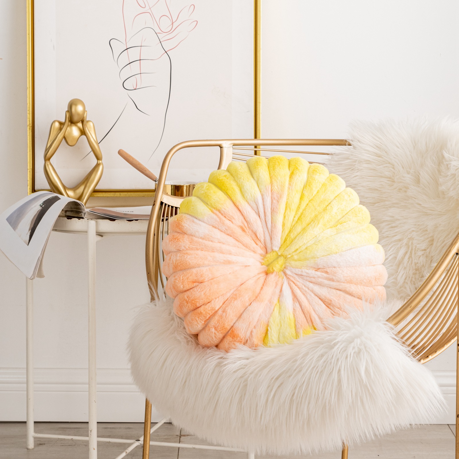 亚马逊新款轻奢ins圆形抱枕靠垫