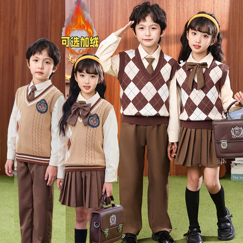 英伦学院风儿童秋冬校服幼儿园园服小学生针织马甲班服表演合唱服