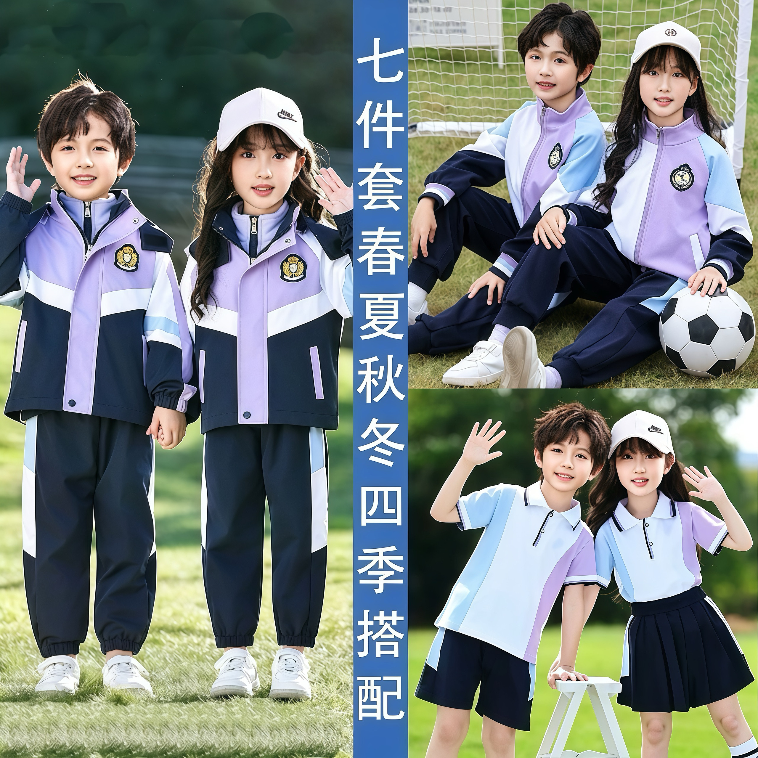 幼儿园园服秋冬冲锋衣七件套一年校服/园服