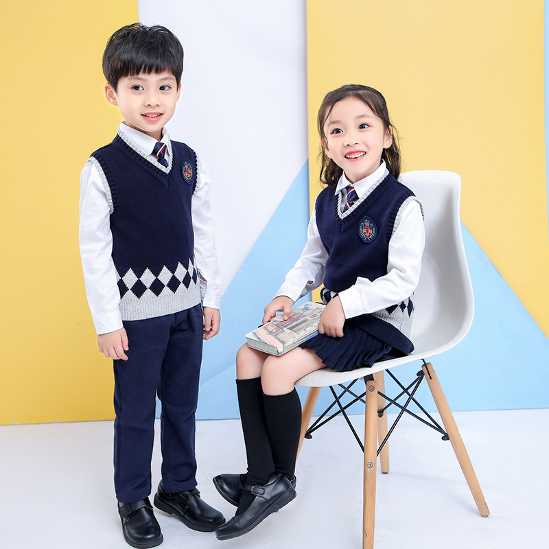 Kindergarten clothing spring and autumn clothes British college style children's class service vest Korean elementary school school uniform school uniforms autumn and winter set
