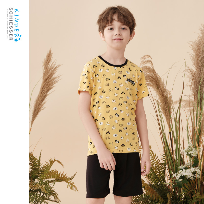 舒雅男童莫代尔汪星人家居服套装