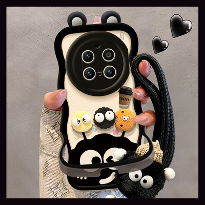 适用vivox300Pro手机壳新款x200/100创意s30/20pro高级s19/18煤球咖啡透明隐形双支架一体s17/16保护套x90/80