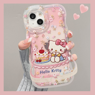 适用于OPPOReno15Pro手机壳14新女款蛋糕小猫13/12可爱10/9隐形双支架7/6透明软硅胶a6gt/a5波浪边全包防摔套