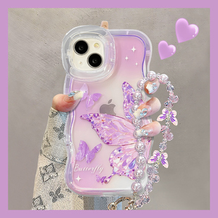 适用OPPOReno15Pro手机壳新女款14紫钻蝴蝶13/12软硅胶10/9隐形双支架7/6波浪边全包防摔a6gt/a5高级感保护套