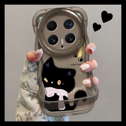 适用荣耀炸毛黑猫双支架手机壳