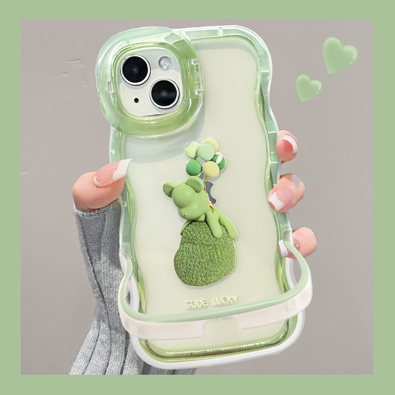 适用全型号气球小熊双支架手机壳
