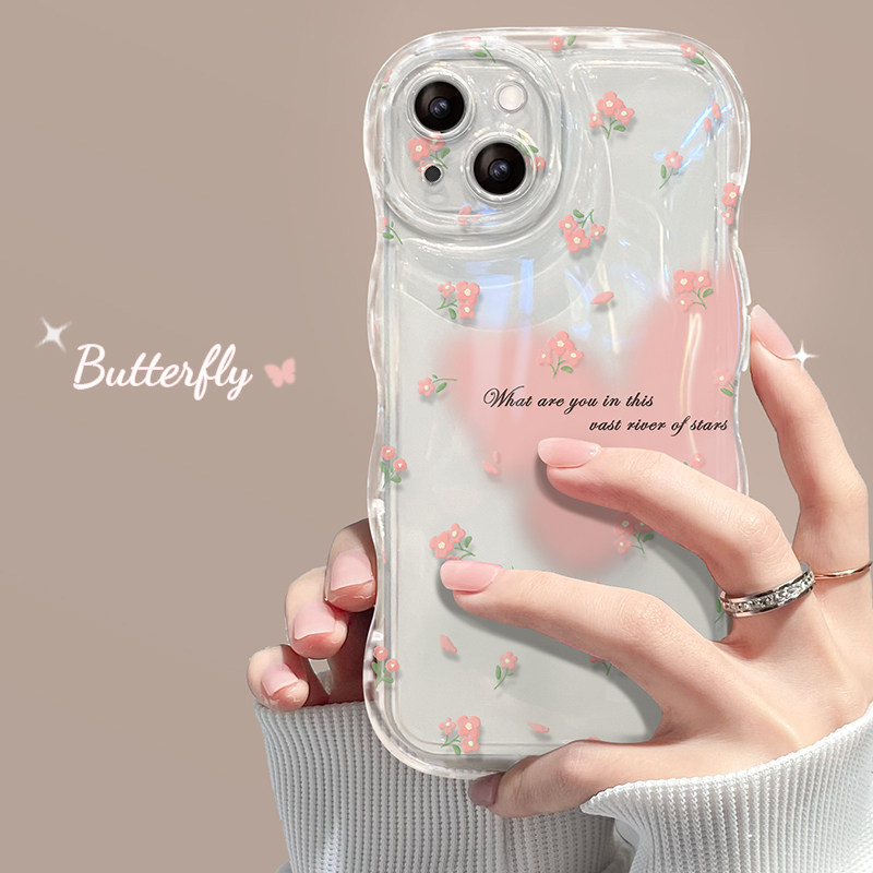 适用苹果14promax手机壳女款iPhone13全包防摔12/11pro透明xs/xr蝴蝶满屏碎花新款7p波浪边8p/se2气垫保护套使用感如何?