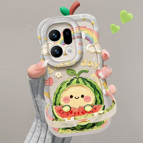适用oppo油画西瓜透明支架手机壳