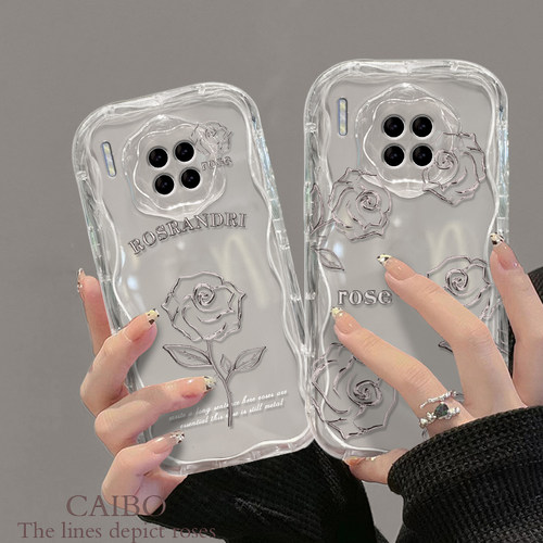 适用华为mate60pro手机壳pura70ultra荣耀200/100奶油纹90/80新女款50/40金属玫瑰透明硅胶nova12防摔11软套