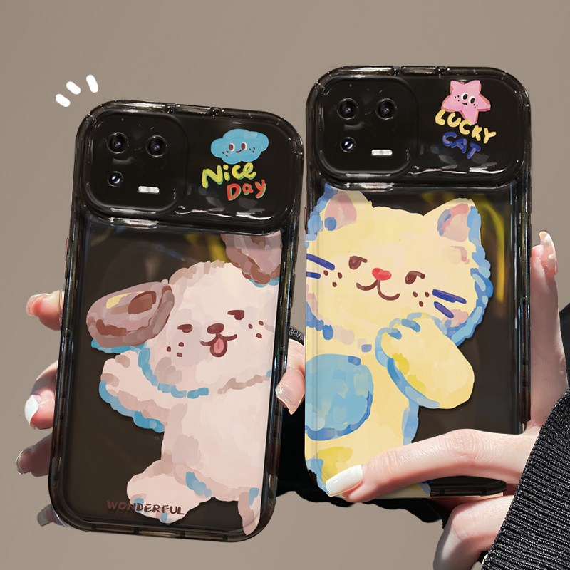 适用于小米13手机壳小米12/10s新款红米k40/k50pro翻盖镜子note12/11防摔note9/k30i小狗猫咪k60女生5g保护套怎么看?