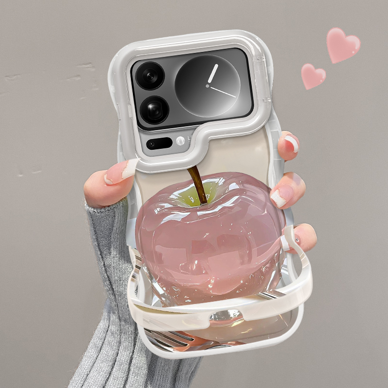 适用小米水晶苹果双支架手机壳