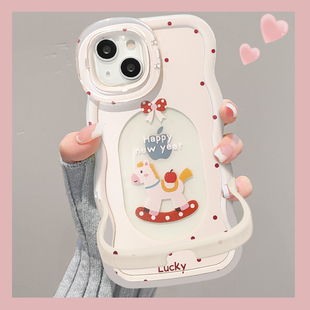 适用OPPOfindx9Pro手机壳新女款x8s苹果木马findx8ultra隐形双支架波浪边全包防摔透明软硅胶可爱小众保护套