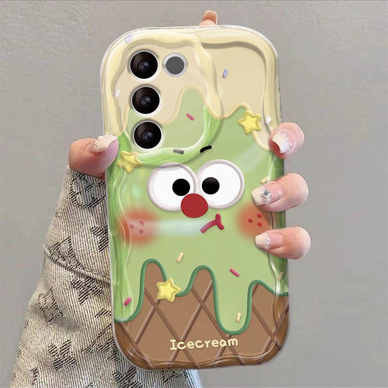 适用于vivos16手机壳vivox90/x80透明x60奶油纹s15/s17新女款s9情侣可爱冰淇淋s12/10pro保护套y77/52s防摔5g