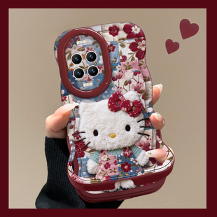 9软硅胶波浪边8 酒红色新年11ultra隐形双支架10 13碎花kitty猫12活力版 适用于华为Nova14Pro手机壳新女款