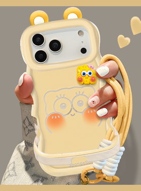 海绵宝宝适用于苹果17promax新款iPhone16手机壳华为pura70ultra隐形双支架mate80荣耀500派大星reno15小米17