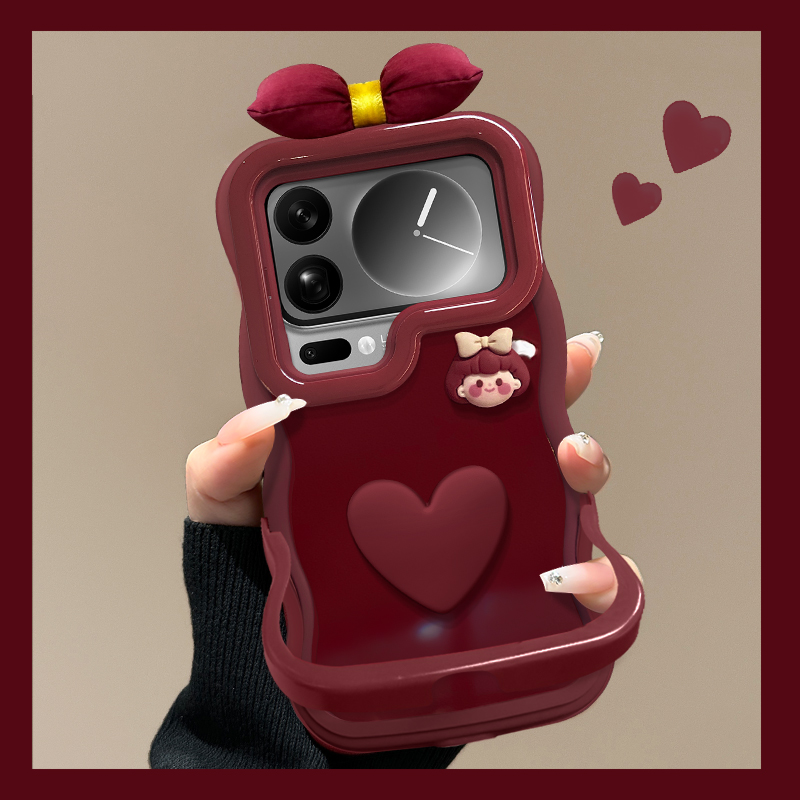 适用小米爱心女孩双支架手机壳