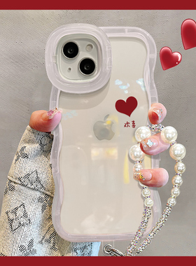 适用于vivoY500手机壳新女款y300Pro满心欢喜隐形双支架vivoy50m波浪边全包防摔透明软硅胶简约小众风保护套