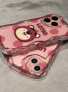 适用苹果14promax手机壳新女款iPhone13防摔11/12mini软壳xs/xr可爱卡通粉色小熊7plus奶油纹8p/se2保护套6s