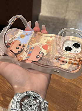 适用opporeno14pro手机壳新女款reno13/12高级防摔11/10秋叶小新透明隐形双支架Findx8pro硅胶7/6全包保护套