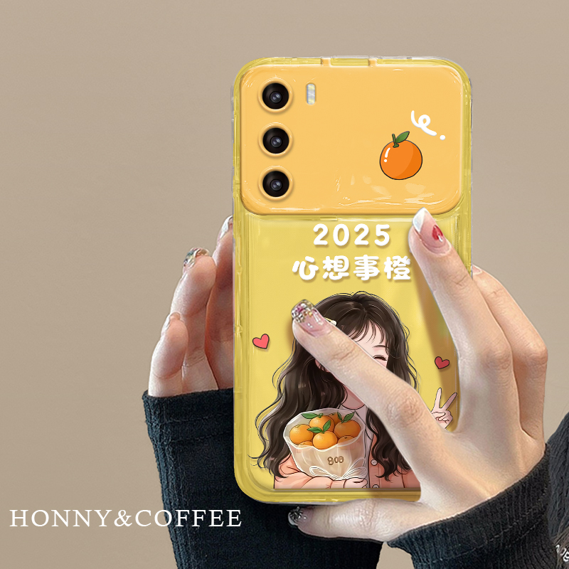 适用OPPO心想事橙女孩镜子手机壳