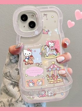 适用华为Nova15Pro手机壳新女款14/13小猫木马Nova12活力版隐形双支架11ultra透明硅胶10/9波浪边全包防摔套