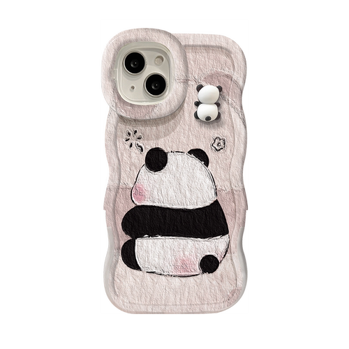 适用于苹果17promax手机壳新款iPhone16肌理熊猫15plus透明14/13隐形双支架一体软硅胶12创意11全包保护套xs