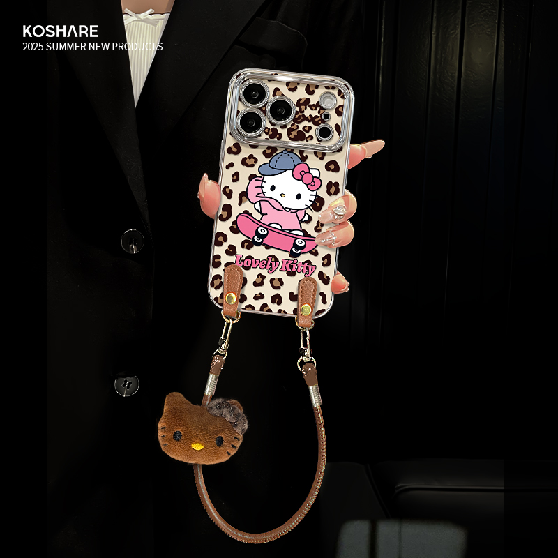 适用OPPO豹纹kt挂绳手机壳