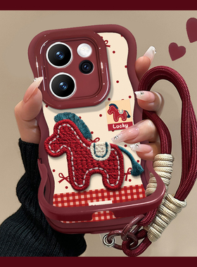 适用OPPOReno15Pro手机壳14新女款刺绣小马13/12酒红2026本命年10/9隐形双支架7/6硅胶a6gt波浪边全包防摔套