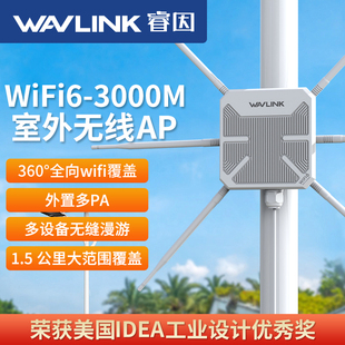睿因AX3000M路由器wifi6室外无线AP千兆大功率Mesh信号中继放大户外高速全向网络覆盖 升级六天线覆盖更广