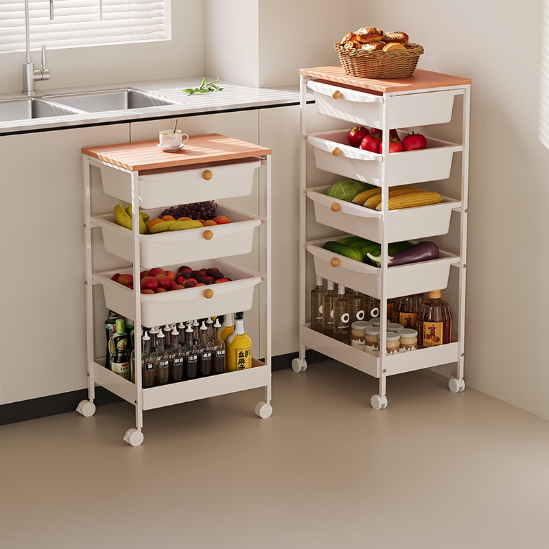 格美居厨房置物架落地多层收纳架放菜小推车多功能果蔬菜篮架子