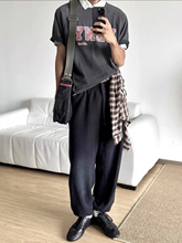 Vujade 010 drop2 秋冬休闲宽松黑色卫裤 kenijima同款做旧弯刀潮