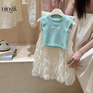 套装 上衣儿童百搭韩版 新款 韩版 半身裙 洋气女宝宝短款 柠里女童夏季