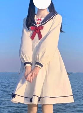 甜豆甜心原创月光小兔初恋奶系裙夏季初恋裙白色连衣裙清纯海军风