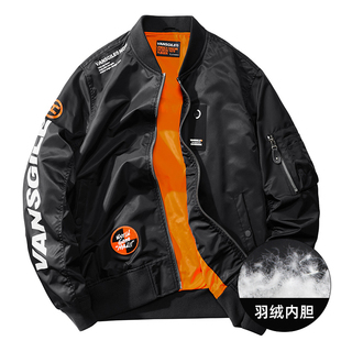 飞行员夹克羽绒服男款冬季休闲加绒加厚防风保暖棒球服工装外套女